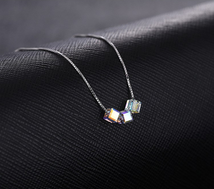 Unicorn AB Crystal Necklace 925 Sterling Silver SANJEWELS